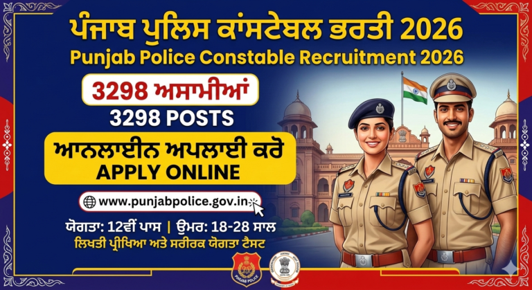 Punjab police recruitment 2025 . 3298 posts