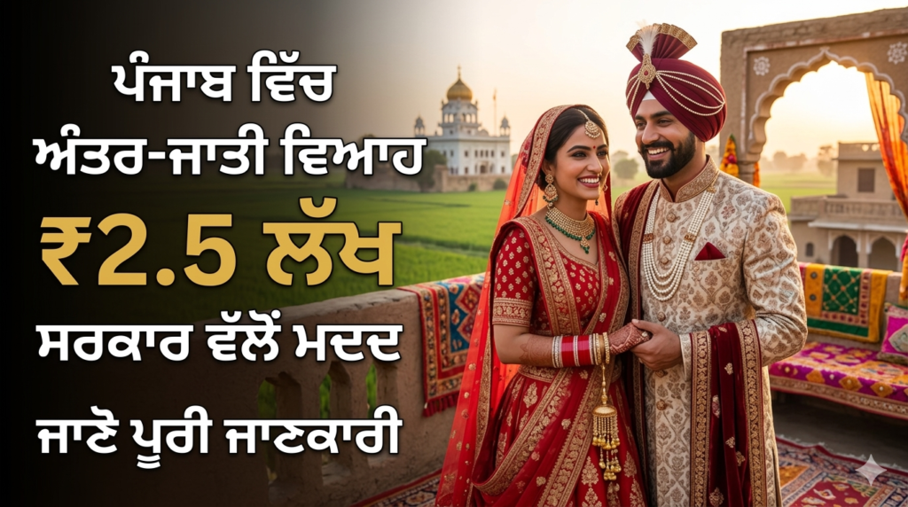 ਪੰਜਾਬ ਵਿੱਚ ਅੰਤਰ-ਜਾਤੀ ਵਿਆਹ (Punjab inter caste marriage scheme) ਤੇ ਸਰਕਾਰ ਦੇ ਰਹੀ ਹੈ 2.5 ਲੱਖ ਰੁਪਏ: ਜਾਣੋ ਕਿਵੇਂ ਮਿਲਣਗੇ ਪੈਸੇ 2.5 lakh financial help for inter caste marrige