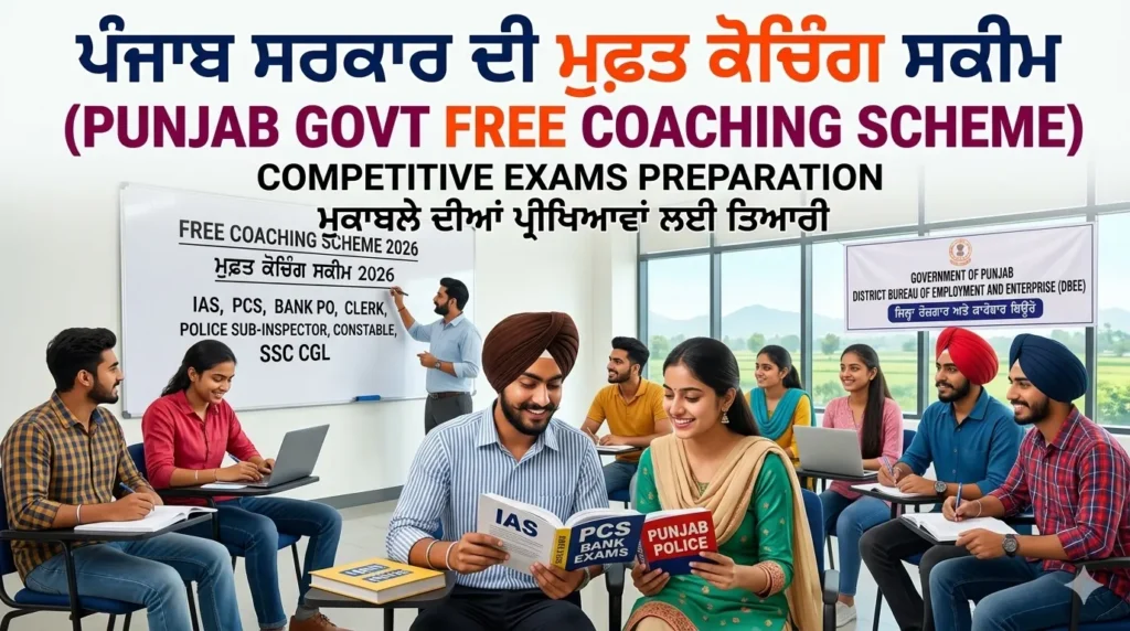 ਪੰਜਾਬ ਸਰਕਾਰ ਦੀ ਮੁਫ਼ਤ ਕੋਚਿੰਗ ਸਕੀਮ ਅਧੀਨ ਸਰਕਾਰੀ ਨੌਕਰੀਆਂ ਦੀ ਤਿਆਰੀ ਕਰਦੇ ਹੋਏ ਵਿਦਿਆਰਥੀ